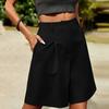 High Waist Casual Women's Shorts with Button Closure and Pockets Relaxed Fit Mid-Thigh Length Summer Bottoms for Everyday Wear