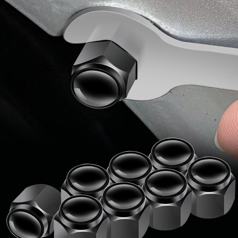5pcs Metal Tire Valves Caps Corrosion Resistant Caps Hexagonal Designs Dust Proof Rubber Seal for Car & Motorcycles