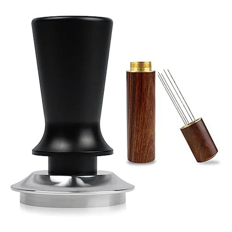 ABWR-51Mm & Espresso Stirrer Calibrated Spring Loaded Hand Tamper Stainless Steel Base