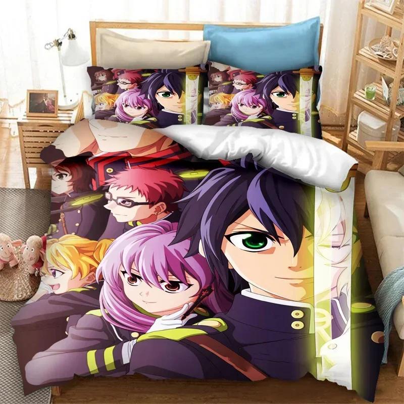Anime Seraph Of The End Comfortable Duvet Quilt Cover Pillowcase Bedding Set Children Bedroom Decoration Home Textile