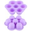 Innovativer blütenförmiger 7-Loch Silikon-Eiswürfelformbehälter mit Deckel Küchenutensilien(lila )