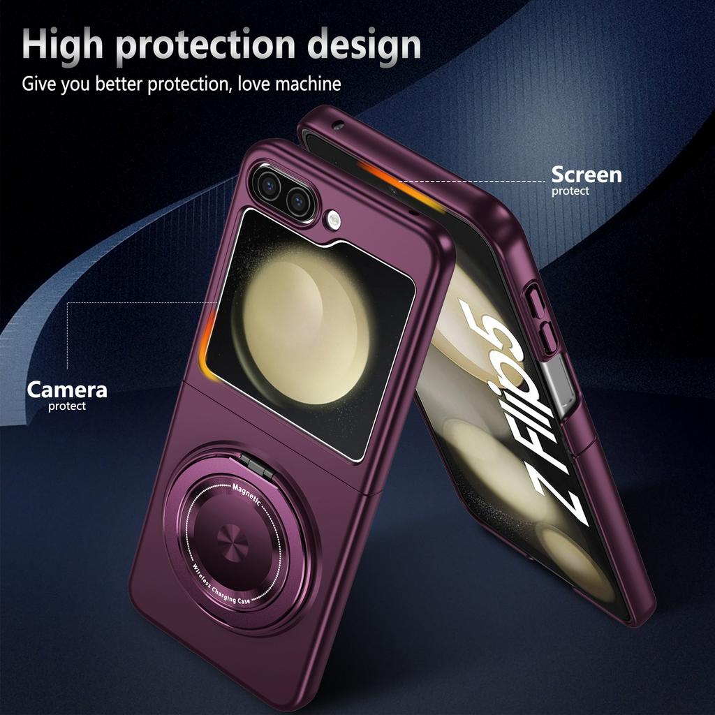For Samsung Galaxy Z Flip5 5G Magnetic Case Invisible Kickstand PC+TPU Phone Cover