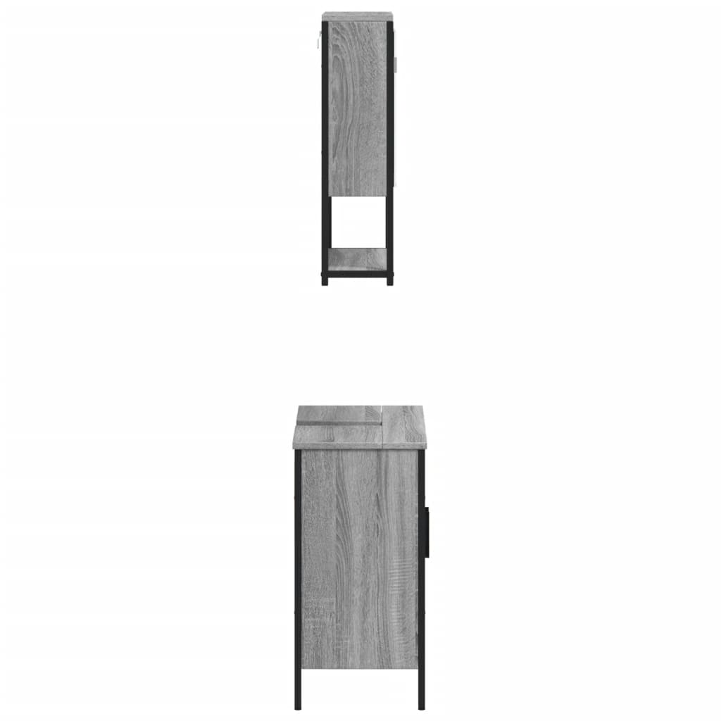 Vidaxl Set di Mobili da Bagno a 2 Pezzi, Rovere Sonoma Grigio