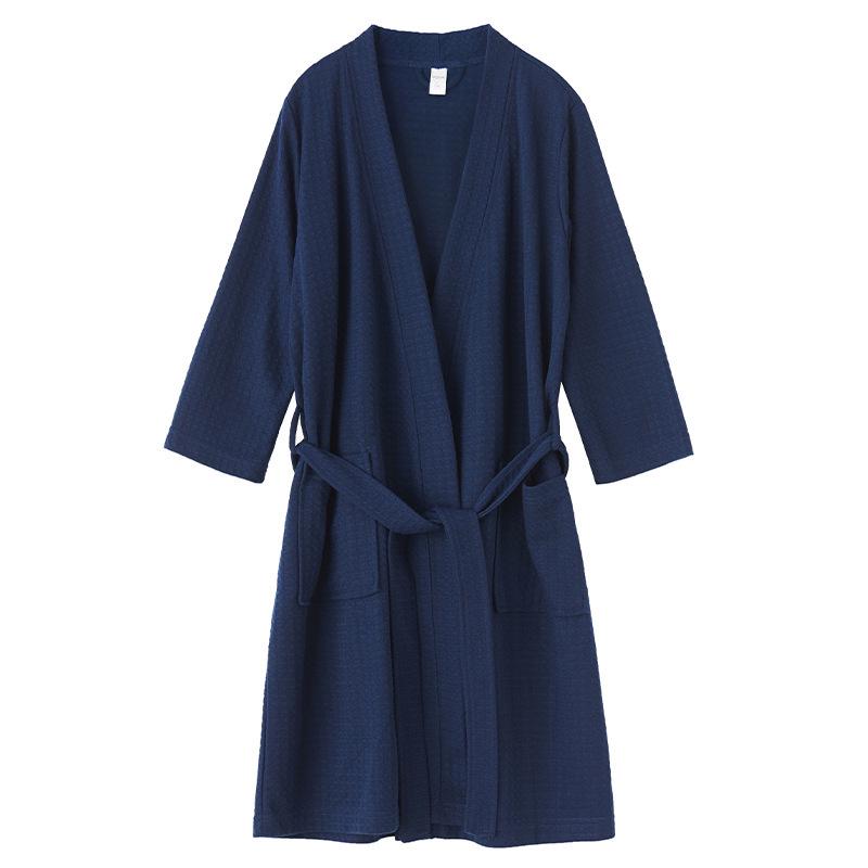 Korean Style Waffle Bathrobe: Lightweight, Breathable, Absorbent Women's Summer Pajamas for Sauna and Hot Spring.