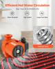 LPS25-6S/130 Cast Iron Circulator Pump, 1/8 HP, 220-240V 55 LPM Hot Water Recirculating Circulation Pump, Threaded Connection, 3-Speed Adjustment,