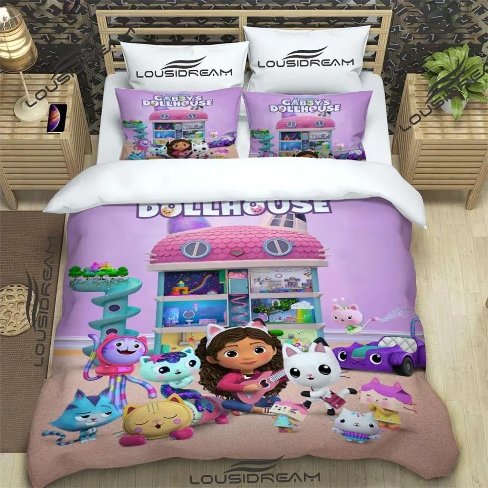 Cartoon Gabby'S Dollhouse Bedding Set For Bedroom Soft Bedspreads For Bed Linen Comefortable Duvet Cover Quilt And Pillowcase