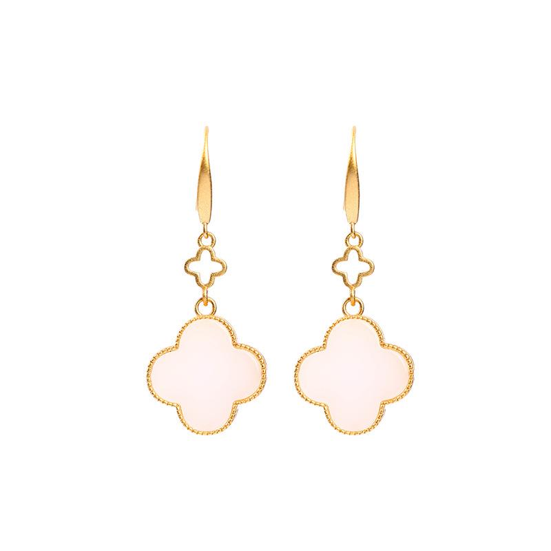 Palace Style Retro Lucky Four-leaf Clover Earrings Fashion High-grade Ladies Earrings