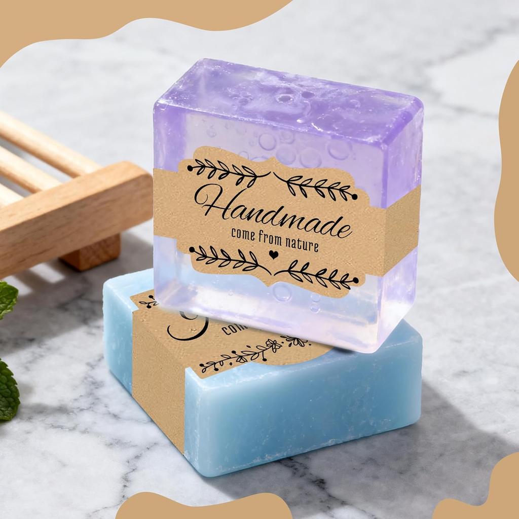 Brown Kraft Soap Labels 120pcs Handmade Soap Wrap Tags Paper Soap Sleeves Covers Tape for Homemade Soap Packaging Supplies