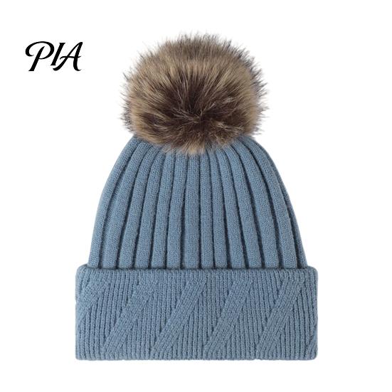 Cozy Knit Hats for Ponytails Winter Knitted Hat Women, Cold Weather Fleece Lined with Pom Fashion Beanies Pom, Chunky Snow Hat, Soft Ribbed