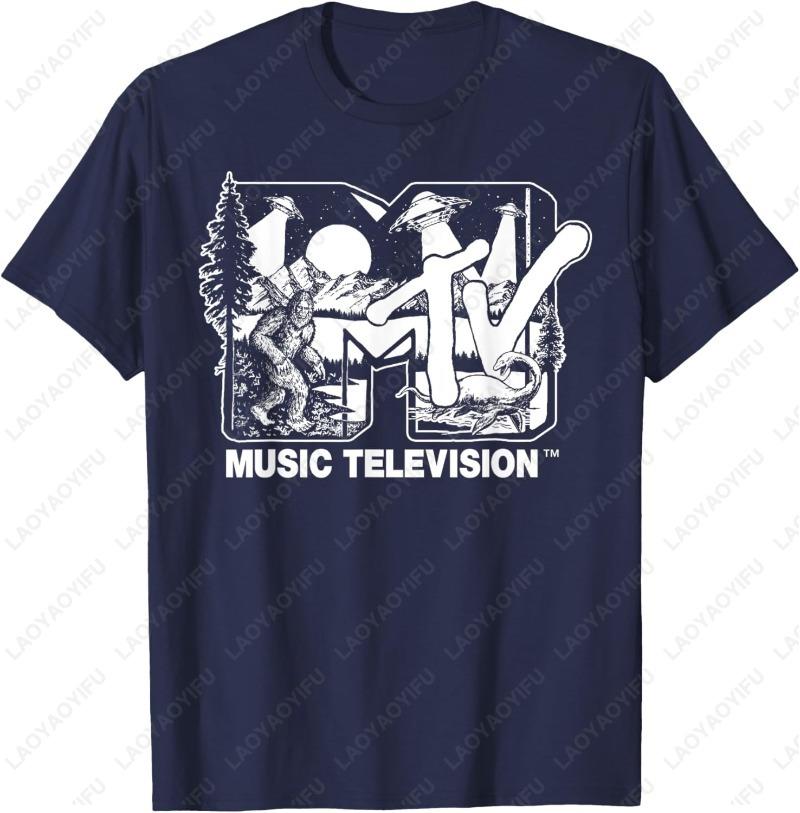 Mademark X MTV CryptidFilled Logo Feat Bigfoot UFO Nessie Sketch TShirt Vintage Creative Men Print Adult Oneck Cotton Tops
