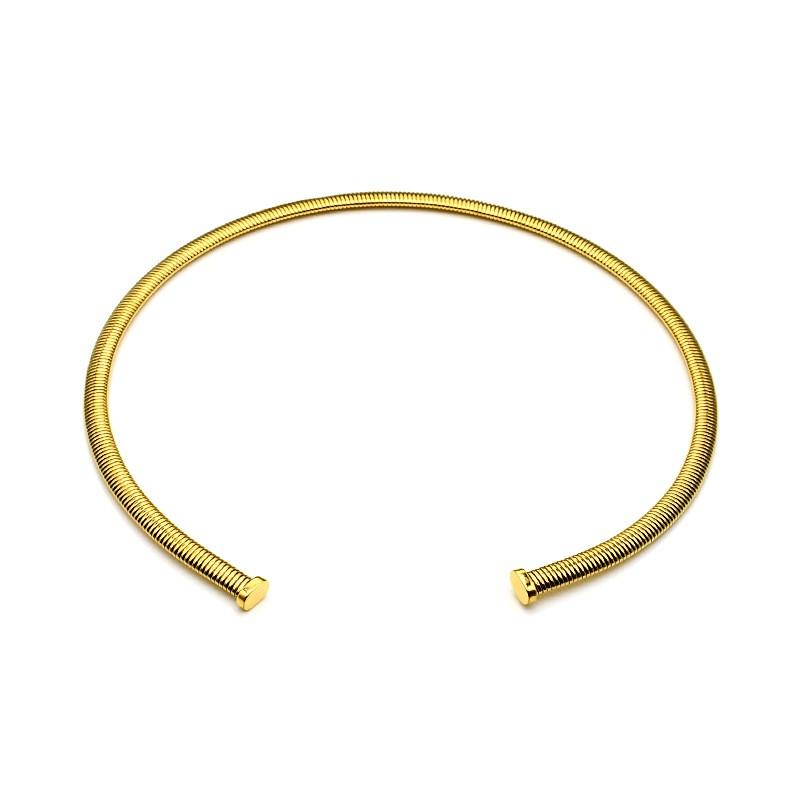 Colier Guler din Oțel Titanic Cu Deschidere Elastică Design Geometric Femei Placat cu Aur 18K Reglabil 31-40cm