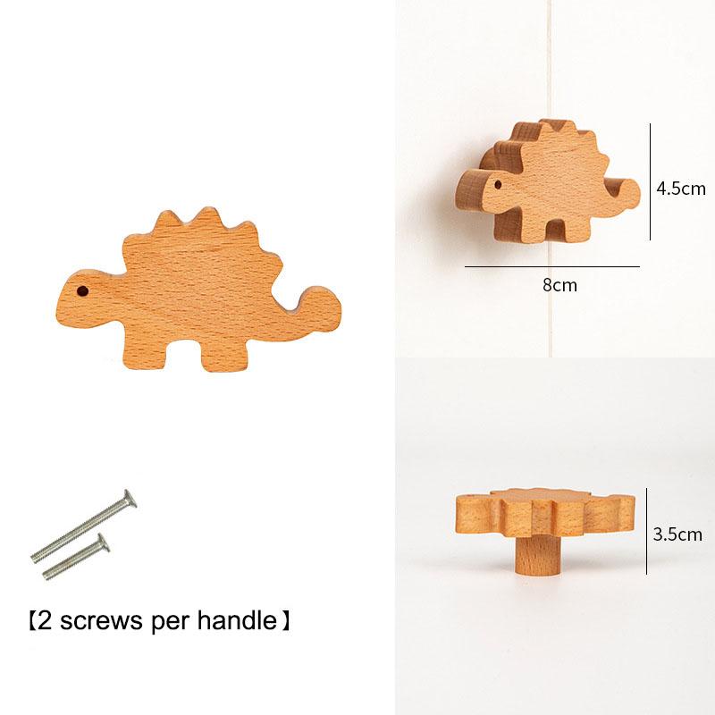 Cabinet Door Handle Children's Room Creative Cute Dinosaur Unique Wooden Animal Drawer Knobs Bedroom Decorative Drawer