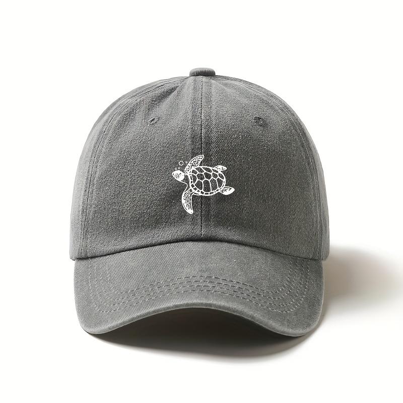 A Black Baseball Cap with Turtle Embroidery  Adjustable Lightweight Unisex Sun Hat Casual Outdoor Beach Hat