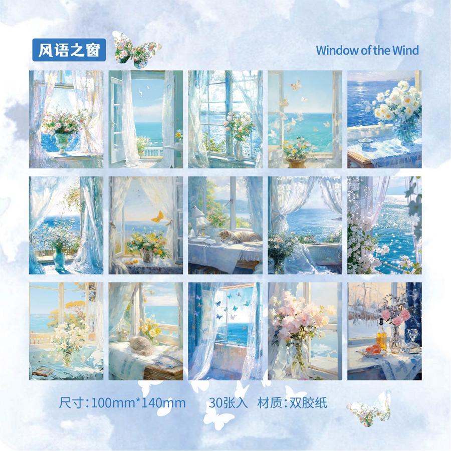 

30pcs Beautiful Window Sill Scenery Material Paper Vintage Landscape Decor Paper For DIY Scrapbook Journal Album Craft Supplies