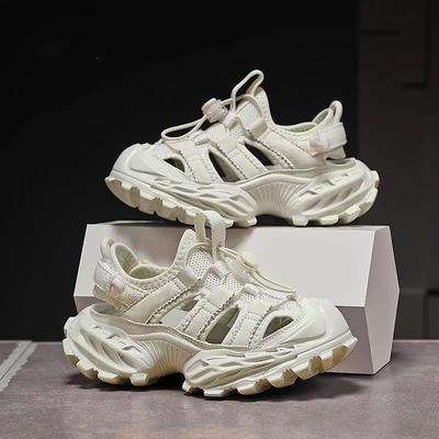 Scarpe da Corsa per Bambini Colore Unico Sandali da Ragazza Suola Morbida Antiscivolo Estate 2025 Nuovi Sandali Sportivi per Bambini Traforati Traspiranti