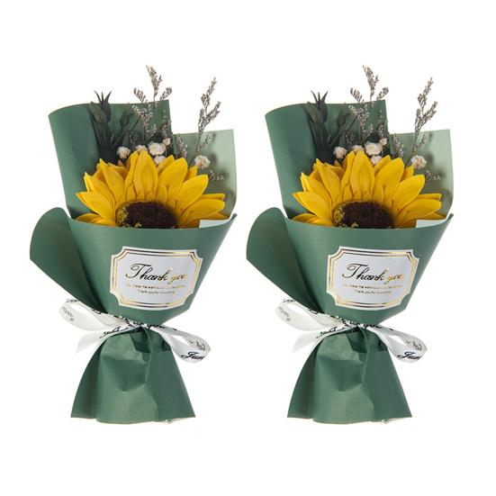 1/2Pcs Mini Fake Rose Sunflower Bouquet Handcrafted Soap Flower Petals Artificial Floral Decoration Valentine's Day Anniversary Birthday Romantic Gift