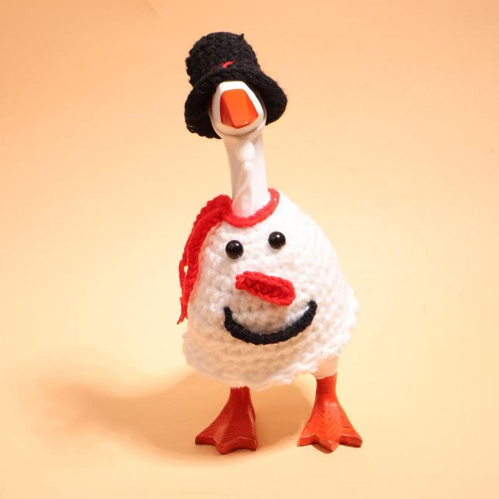 Valentine's Pearl Desktop Goose Set with Mini Knitted Hat & Adjustable Wings Clothing