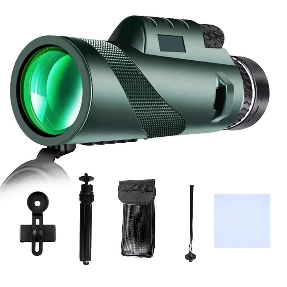 80x100 Portable Monocular Telescope HD Long Range Zoom Telescope with Tripod  Phone Clip for Hunting Sports Outdoor Camping