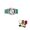 Gucci ring Double G Series Interlocking Double G Silver Jewelry Shiny 925 Silver Sapphire Green/Silver 11