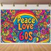 Fondo Hippie 2D "Paz Amor Años 60" con Flores Psicodélicas y Arcoíris
