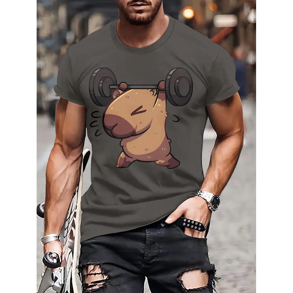 Print men's and women's T-shirts | Cute animal groundhog pattern T-shirt | Children's summer casual T-shirt | Comfortable