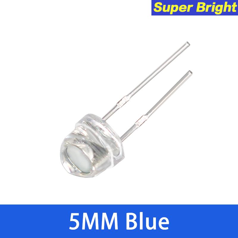 50KS Slaměný klobouk LED dioda 5MM Modrá Zelená Červená Žlutá Bílá Svítící F5 Super Jasná LED