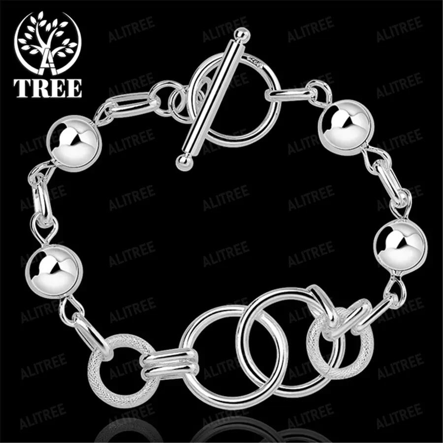 Hot fashion 925 Sterling Silver Retro hanging bead circle chain Bracelet for woman Popular brands jewelry Wedding party gifts