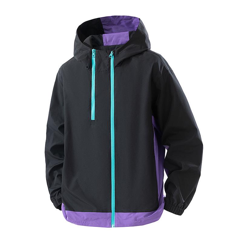 Men's 2025 Autumn Color Block Windbreaker Jacket – Sporty Outdoor Wear, Convertible Design