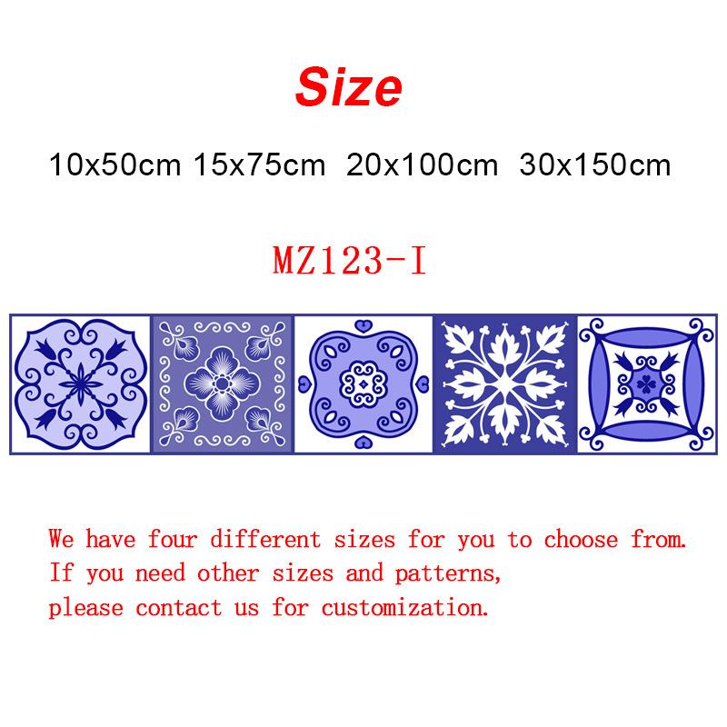 Purple Flower Pattern Strip Tiles Floor Wall Sticker Kitchen Bathroom Furniture Renovation Home Decor Wallpaper Peel & Stick Art Mural