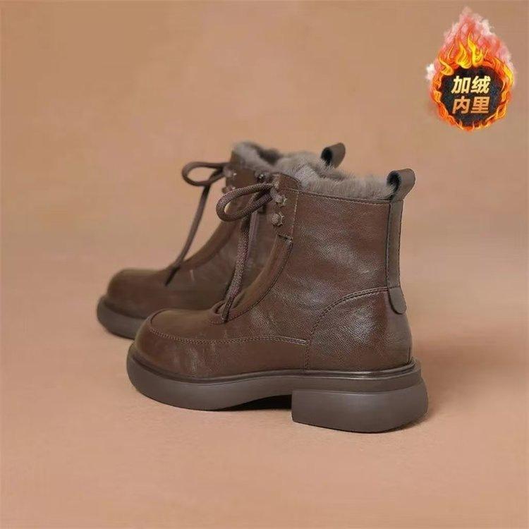 New platform Martin boots winter British style velvet boots lace-up warm snow boots short boots