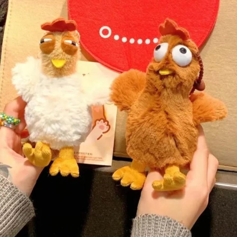 Cartoon Hens Key Ring Simulation Egg-laying Animal Key Holder Plush Chicken Keychain  Gift