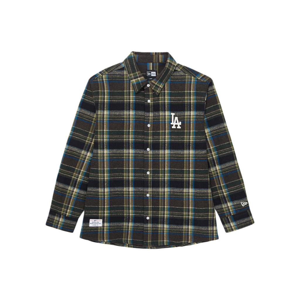 New Era FW25 MLB Los Angeles Dodgers Vintage Plaid Flannel Collegiate Logo Embroidered Casual Long Sleeve Shirt Unisex shirts 14726569