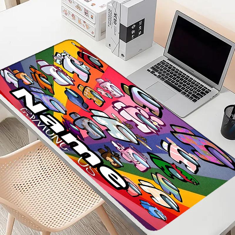 Custom Name Personalized Among Us Pattern Mousepad, Laptop PC Desk Mat, Decorative Desk Mat for Home Keyboard Pad Gift