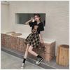 Luxury Summer Bear Tee & Plaid Irregular Skirt Two-Piece Set