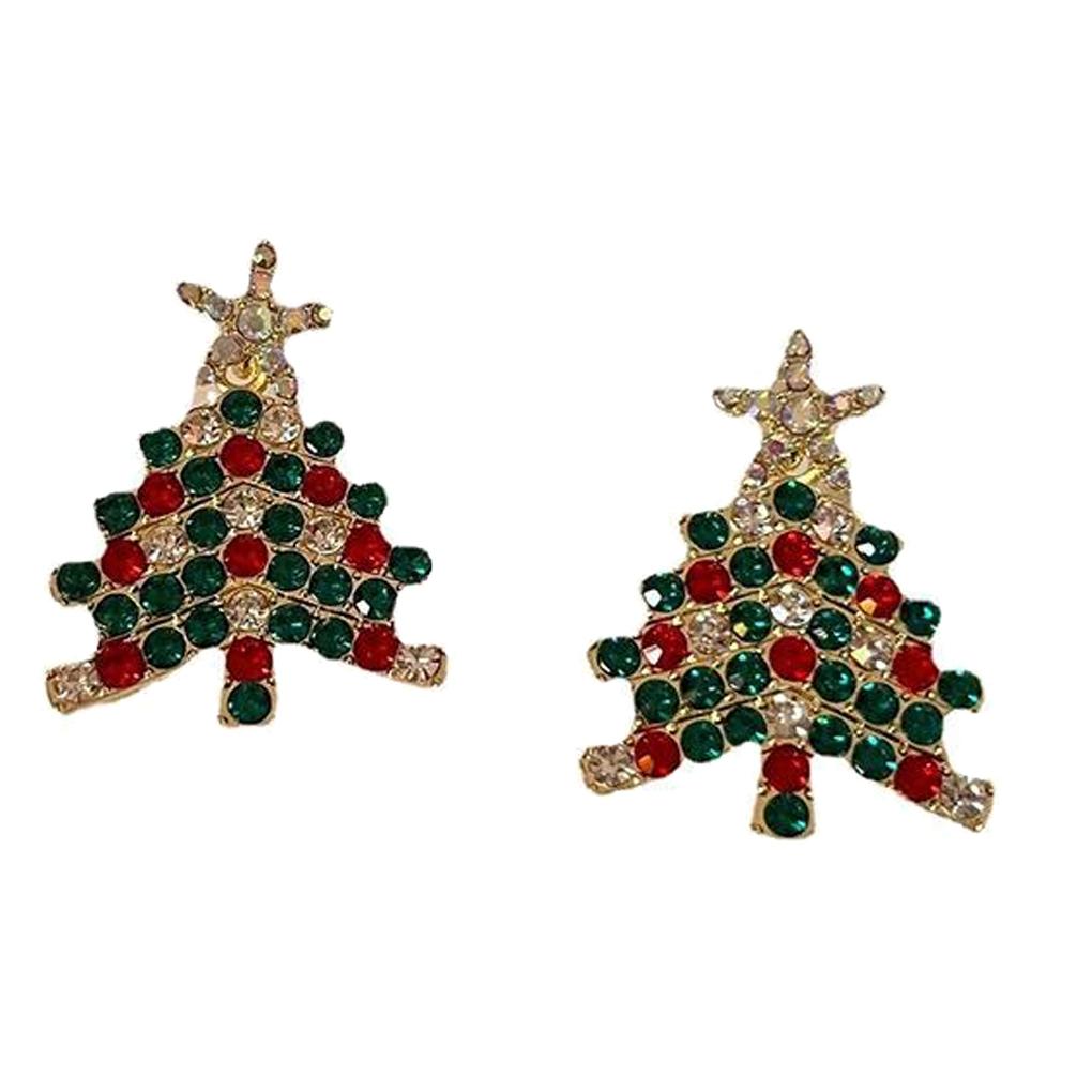 

1 Pair Women Earrings Xmas Tree Rhinestone Earring Alloy Girlfriend Ladies Jewelry for Dating Party Jewelries Present