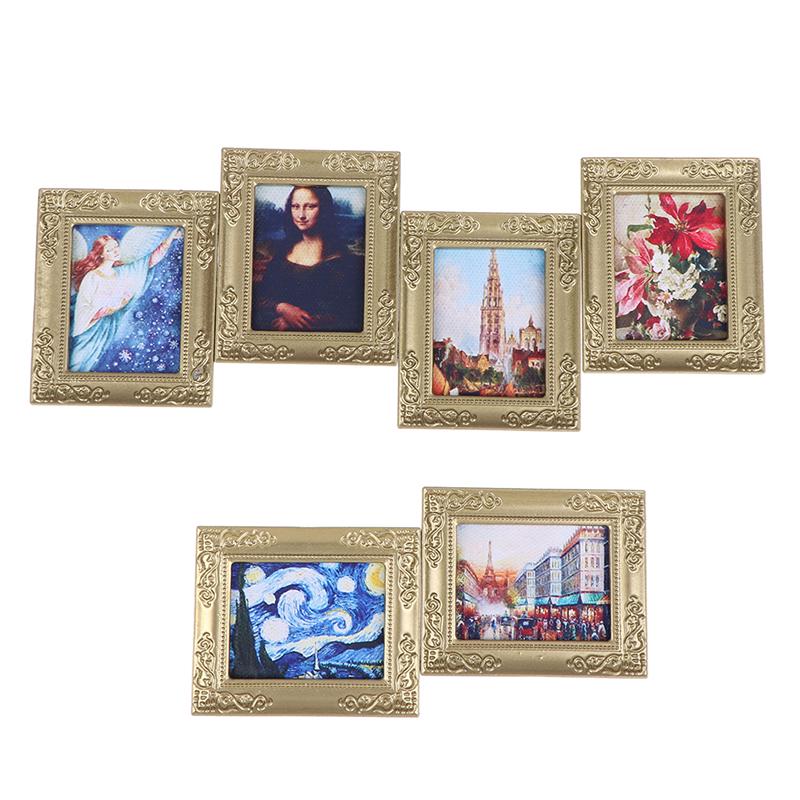 1:12 Dollhouse Miniature Frame Oil Painting Diy Doll House Accessories Decor