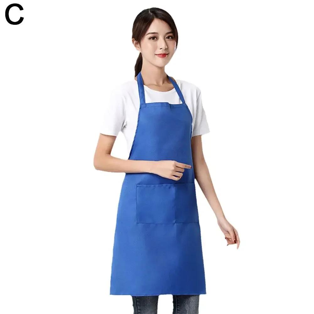 Adjustable Cooking Apron Unisex Waterproof Dust-proof Waiter Hairdresser Apron Chef Dirt-resistant Solid Sleeveless Apron Pocket