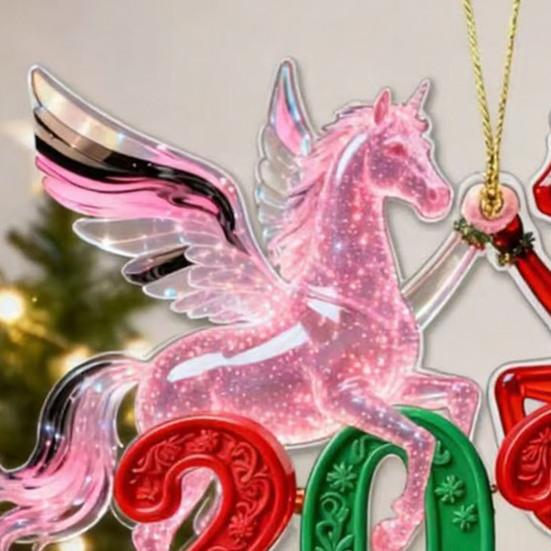 2026 Acryl Pferdeanhänger Auto Rückspiegel Ornament 2D Hängeanhänger für Feiertagsdekoration Süßes Geschenk für Autoliebhaber