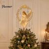 Puntale per Albero di Natale Angelo Stile Vintage, Ornamento per Cima Albero Alato in Acrilico con Molla Decorativa alla Base per Albero di Natale, Decorazione per Feste e Casa Festiva
