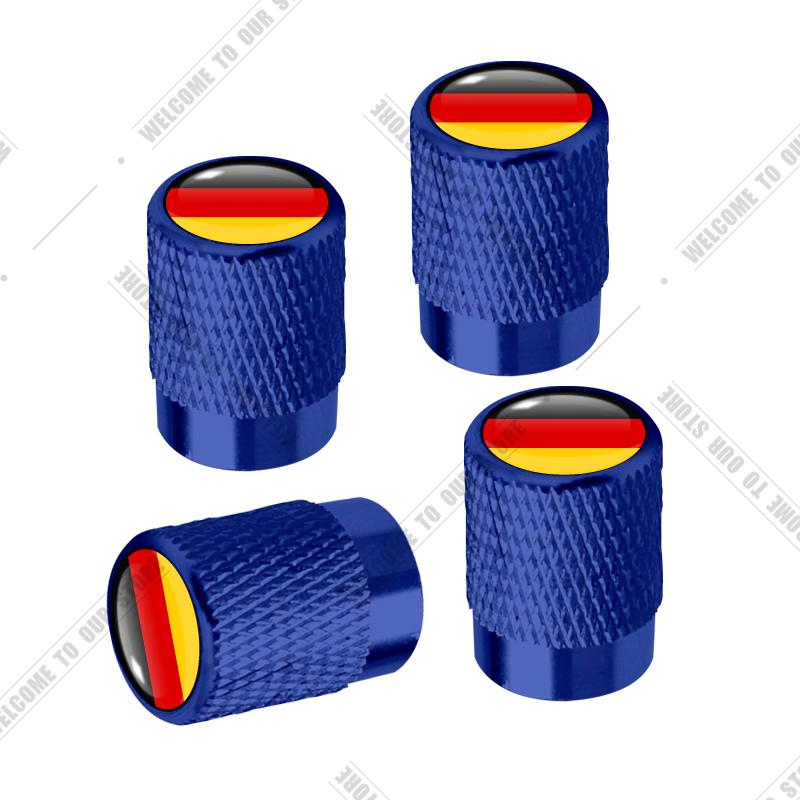 Cqdjvy1 Auto CNC Aluminium Duitsland Italië Frankrijk Driekleurige Vlag Embleem Voor Citroen Peugeot Fiat Kia 4 stuks Bandenventiel Luchtpoort Stuurpen Afdekdoppen