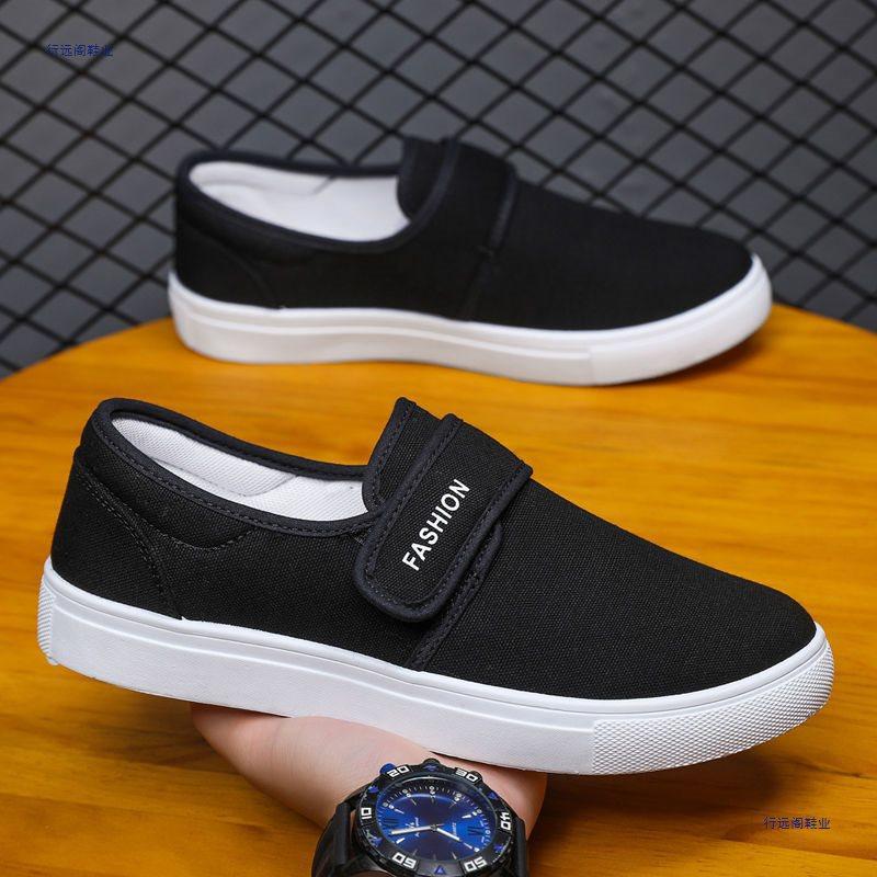 New Spring and Shoes Men's Canvas Student Pedal Sports and Leisure Large Size Magic Breathable Board Shoes Cloth Shoes