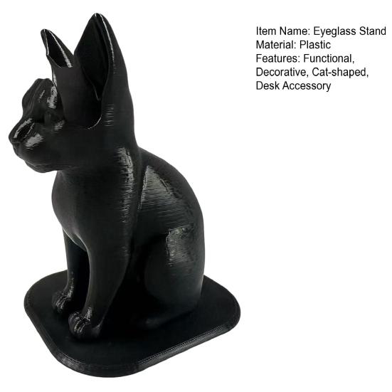 Cat Glasses Holder 3D Printed Black Cat Eyeglass Stand Decorative Eyeglass Organizer for Home Bedside Table Office Desk Accessory