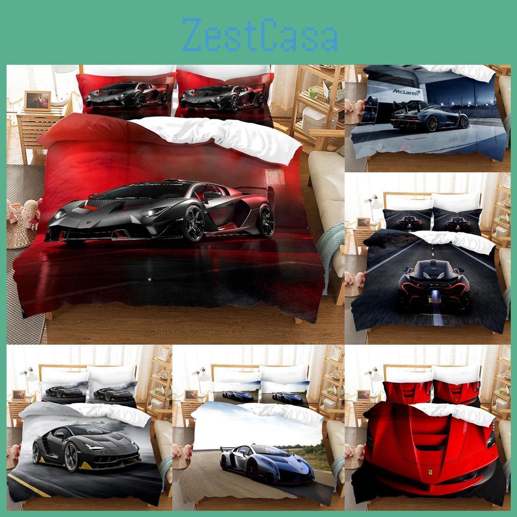 Bettwäsche-Set mit Sportwagen-Musterdruck und Flanellmaterial für Teenager-Schlafkomfort