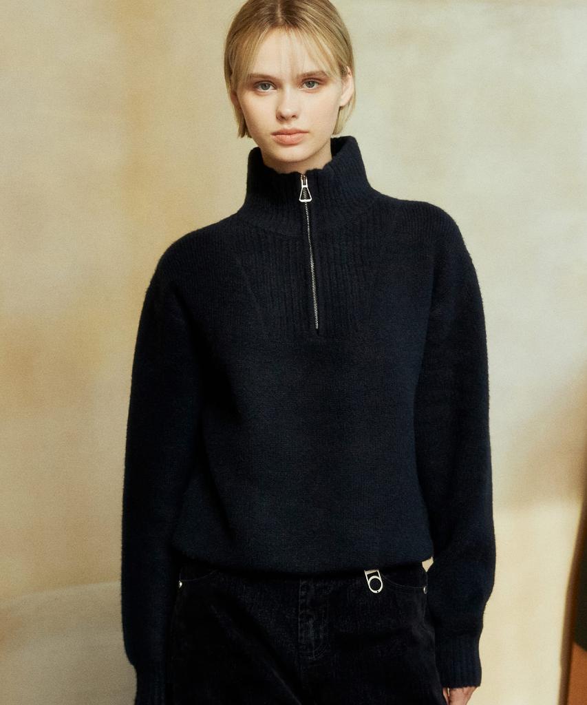 DTHIRTYONE Half-Zip Turtleneck Sweater (Navy)