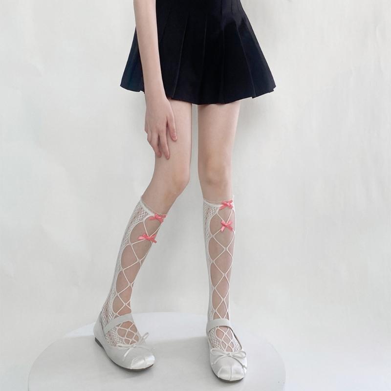Womens Calf Socks, Sweet Girl Lace Ruffle Knee Socks Fashion Ladies Girl Princess Mesh Socks Japanese Stockings