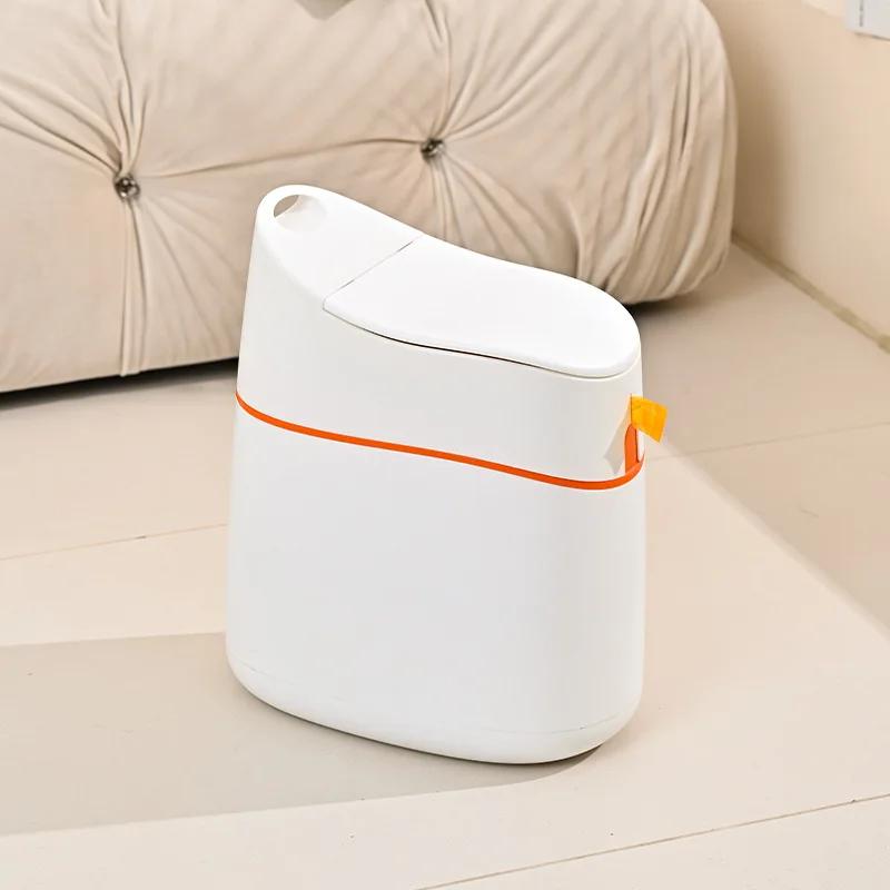 

Мусорное ведро с крышкой для туалета, антизапаховая крышка, корзина для бумаг, гостиная, кухня, ванная комната, водонепроницаемый мусорный бак с завязкой белый