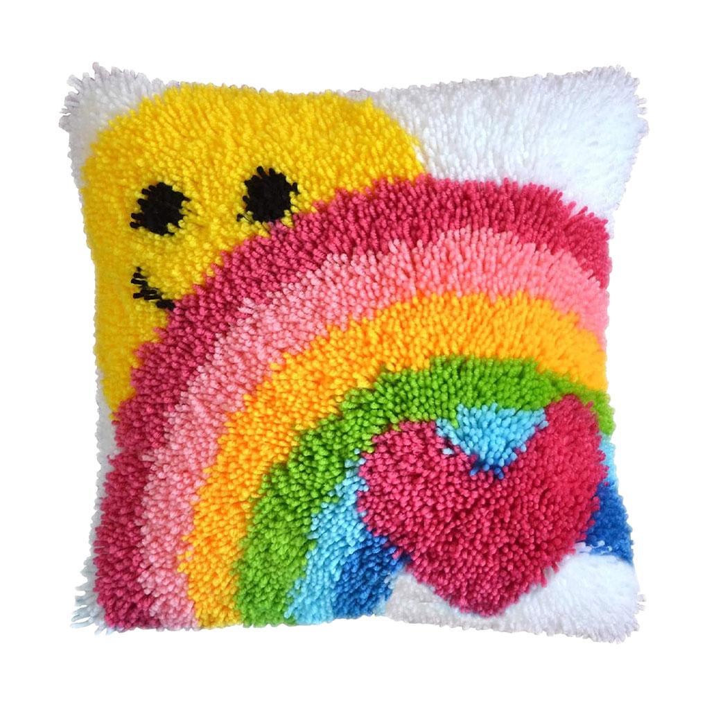 Knit DIY Rainbow Pattern Cushion Making Kits Enjoy DIY Fun With Latch Hook Kits DIY Pillowcase