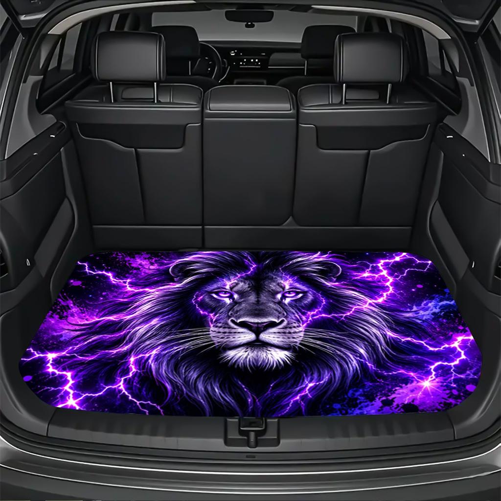1Pcs Purple Lightning Lion Car Trunk Mat Anti Slip Cargo Liner Waterproof Storage Protector for SUV Sedan