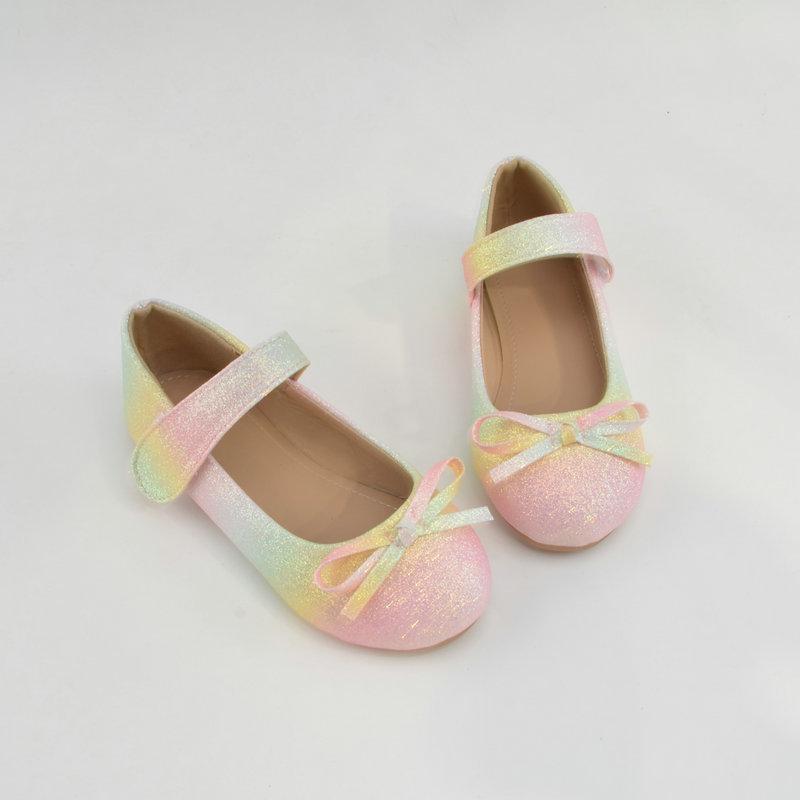 

Colorful bow princess shoes light mouth Velcro children s single shoes spring and autumn girls classmates 32