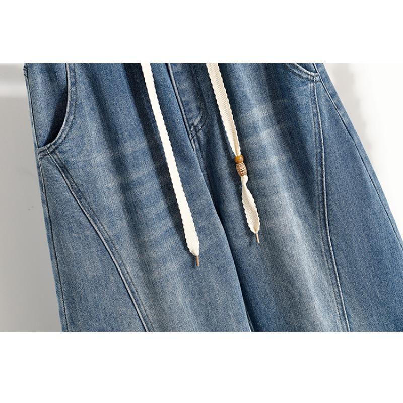 DIMANAF 2026 Primavera Estate Donna Taglie Forti Jeans Nuova Moda Pantaloni Lunghi da Donna Denim Cotone Oversize Gamba Larga